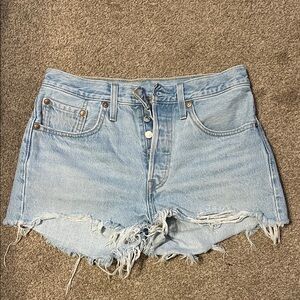 LEVI’s 501 High Rise Distressed Denim Shorts